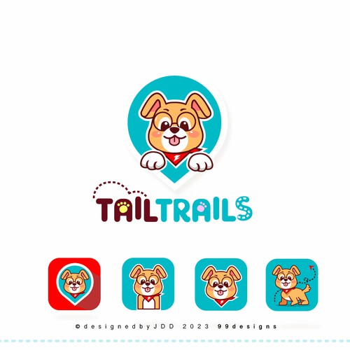 Design a CUTE Dog Mascot Logo for a Mobile App Design réalisé par designedbyjeriz▲