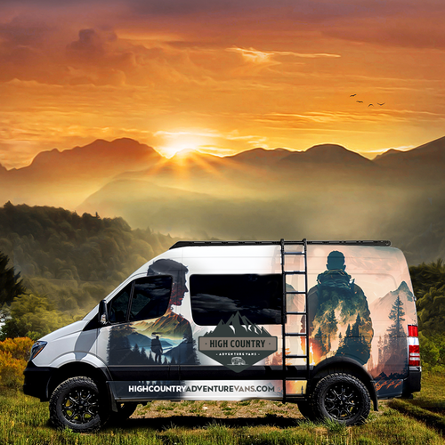 Nature inspired Sprinter Van Wrap design for High Country Adventure Vans Design by ⭐Voicu™