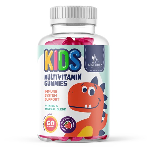 Tasty Kids Multivitamin Gummies Product Label for Nature's Nutrition Design by gs-designs