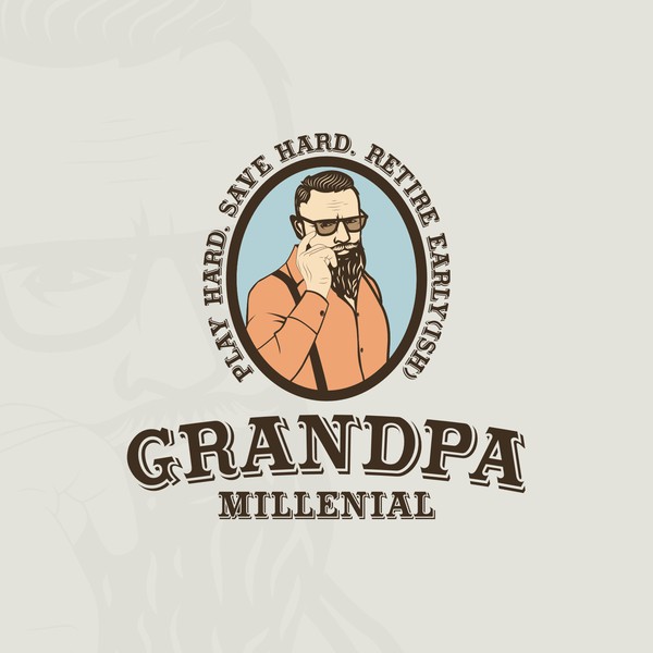 Handdrawn hipster man logo
