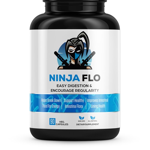 We need a cool supplement label for our supplement NINJAFLO Design by Designer_John