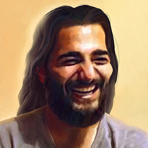 jesus laughing portrait