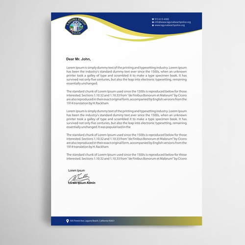 Laguna Beach Police Department Stationary Design by thinkweb art