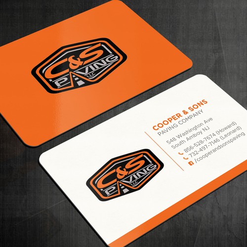 We are an asphalt paving company  card with character, style, stands out from everyone nothing bland no white ,add stuff Design réalisé par Felix SH