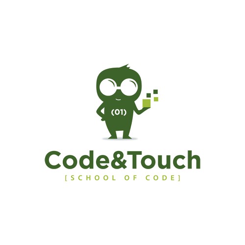 Crear logo con un personaje tipo dibujos animados(opcional)   relacionado con la programación de código Design by Bacterykey