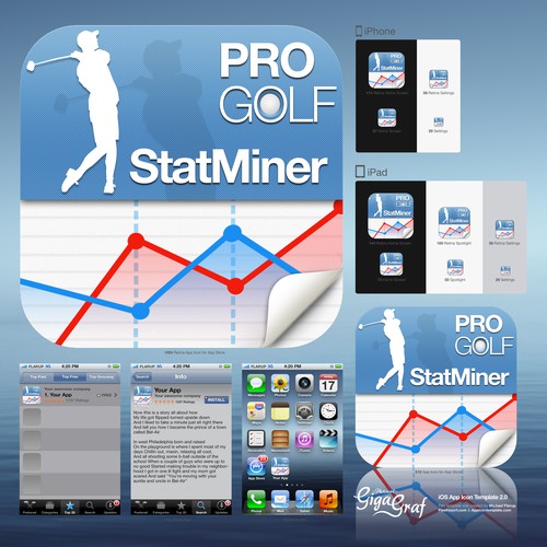  iOS application icon for pro golf stats app デザイン by komorebi