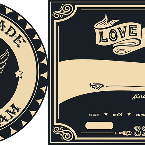 Ice Cream Container Labels for Love Creamery Design by Ani_MIlkshake