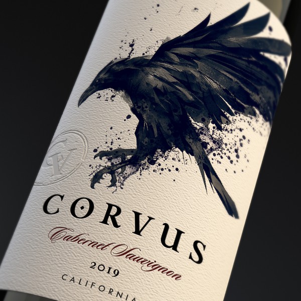 Create a powerful new wine label "Corvus"