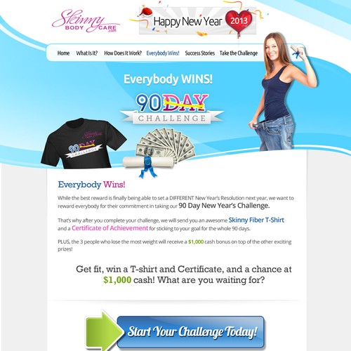 Create the next website design for Skinny Fiber New Year's Challenge Diseño de Smashing Boys