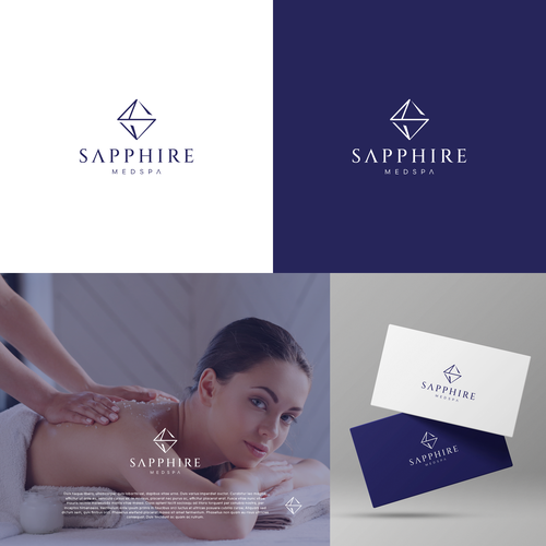 Sophisticated logo for high end medspa incorporate a ‘jewel/gem’ looking image in a tasteful way. Design by Asya Logo