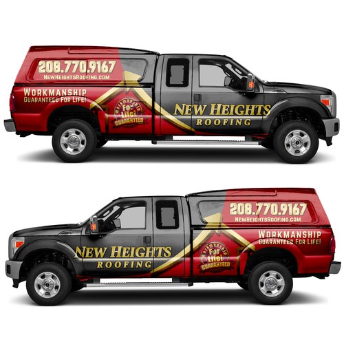 Create Bold And Professional Truck Wrap For High-End Roofing Company Design by ssrihayak