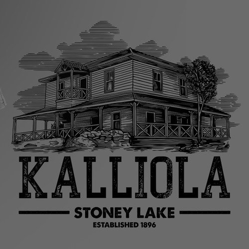 Vintage Old Cabin Photo to Line Drawing T-Shirt Design-ontwerp door wargalokal