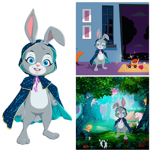 rezahalesさんのCloak-Wearing Bunny Character (Vector) for Children's Book!デザイン