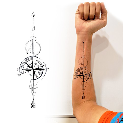 Design geometric arrow compass Tattoo Réalisé par Odius