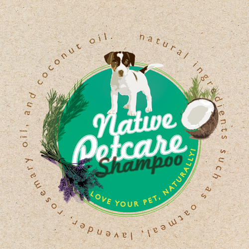 Create a clean, label for Native Petcare, an all-natural dog shampoo! Design by GMarie78