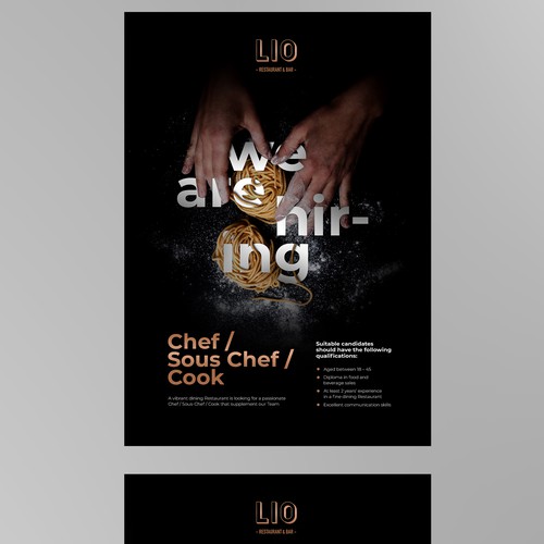 Job recruitment Poster for modern Premium Restaurant Design by Ferdi.182