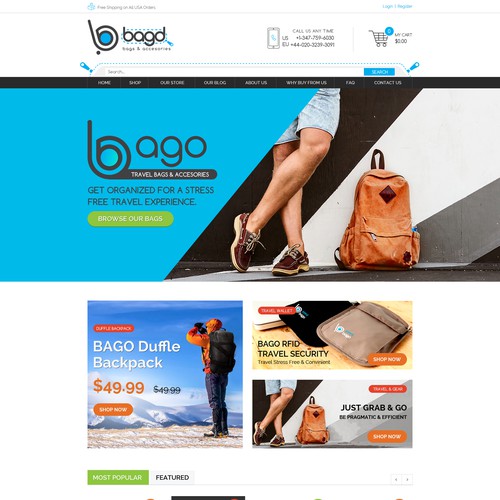 Designs | Redesign Brand Language and HomePage - Bago Travel Bags | Web ...