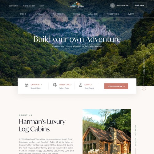 Design a website for luxury log cabin vacation rentals in the mountains Design by monodeepsamanta