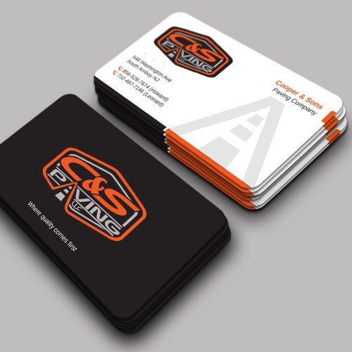 We are an asphalt paving company  card with character, style, stands out from everyone nothing bland no white ,add stuff Design réalisé par LAXMI DESIGNHUB