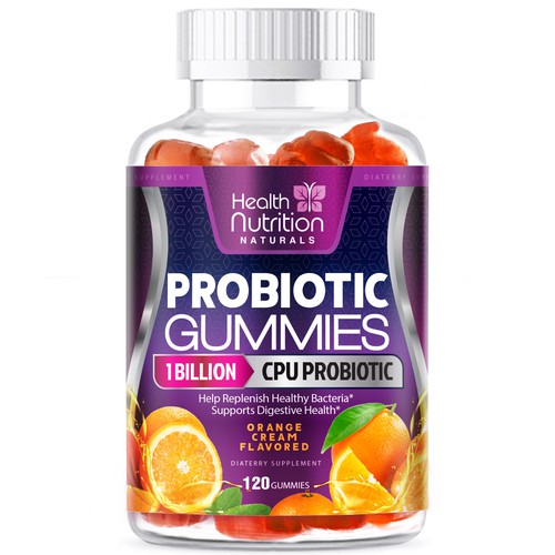 Healthy Probiotic Gummies Label needed for Health Nutrition Design réalisé par agooshe