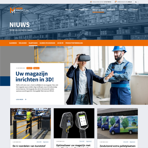 Creative website templates for a leading pallet racks company_ Meermagazijn Design by ChickenDinner