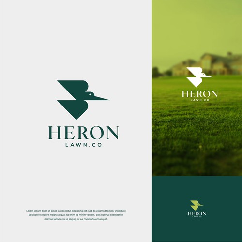 Modern Lawn Care Business with Heron Design by lrasyid88