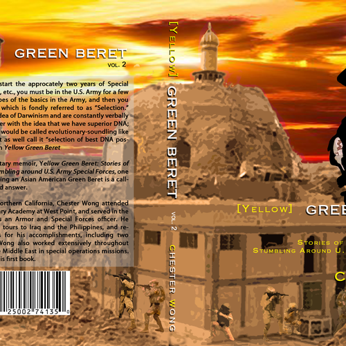book cover graphic art design for Yellow Green Beret, Volume II Design by morgan marinoni
