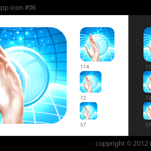 iPhone app icon -- hand reaching to pop bubble Réalisé par MikeKirby