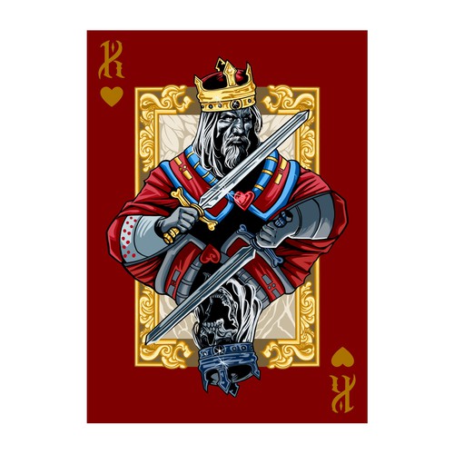We want your artistic take on the King of Hearts playing card Design by Hadeboga Studio