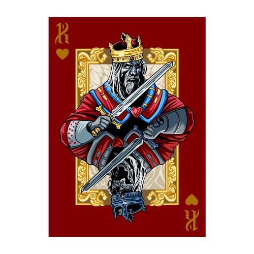 We want your artistic take on the King of Hearts playing card Design por Hadeboga Studio