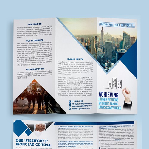 Create a professional/sleek brochure to attract accredited real estate ...