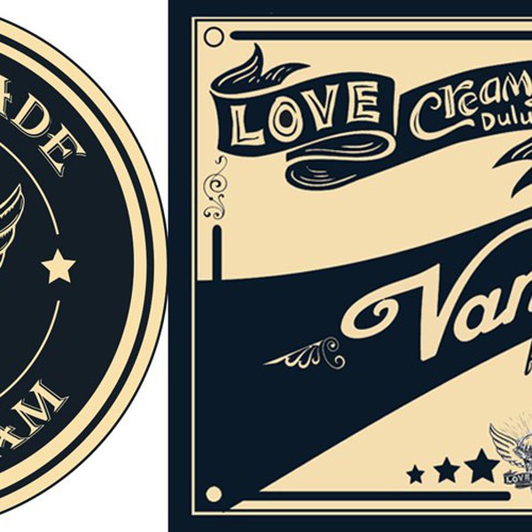 Design by Ani_MIlkshake titled "Ice Cream Container Labels for Love Creamery"