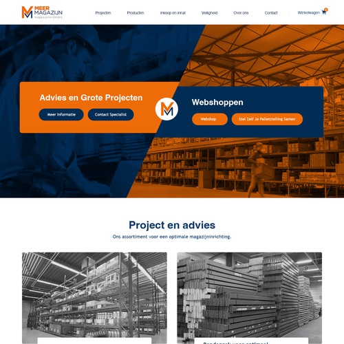 Creative website templates for a leading pallet racks company_ Meermagazijn Diseño de Adventix