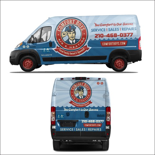 Comfort Boys Service Company New Retro Van Wrap Design Design by dnite