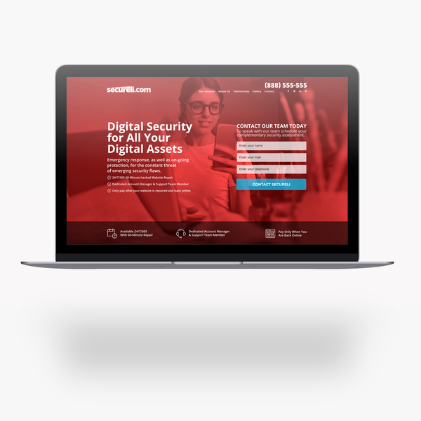 Minimal Landing Page Design for High Tech Security Firm