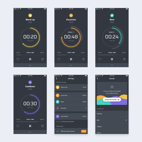 Redesign a popular fitness timer app Design by Softsea