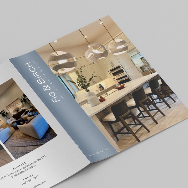 Sophisticated 17x11 Bifold Postcard for Fig & Birch Interiors