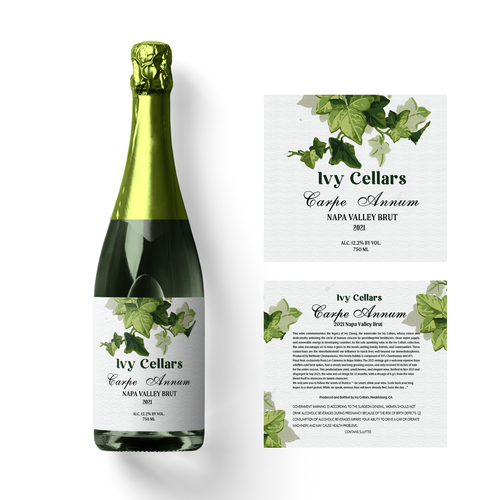 Ivy Cellars sparkling wine label Design by halesen