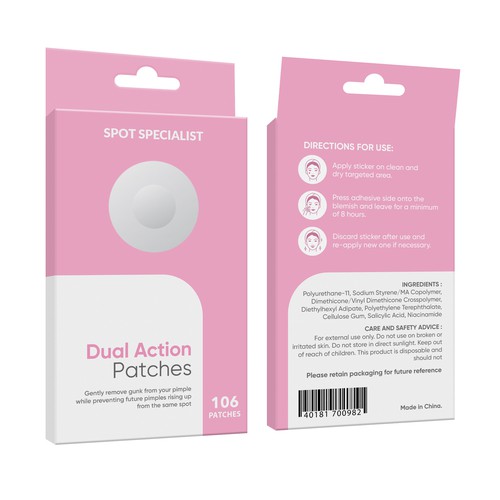 Pimple Patch PACKAGING to appeal to FEMALE BEAUTY user Design by Rajith Shantha