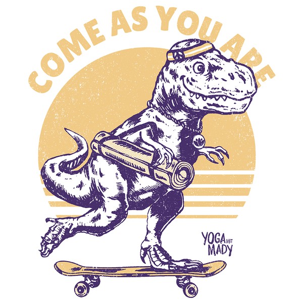 Design by ERRATIC21 titled "T-REX YOGA TSHIRT"