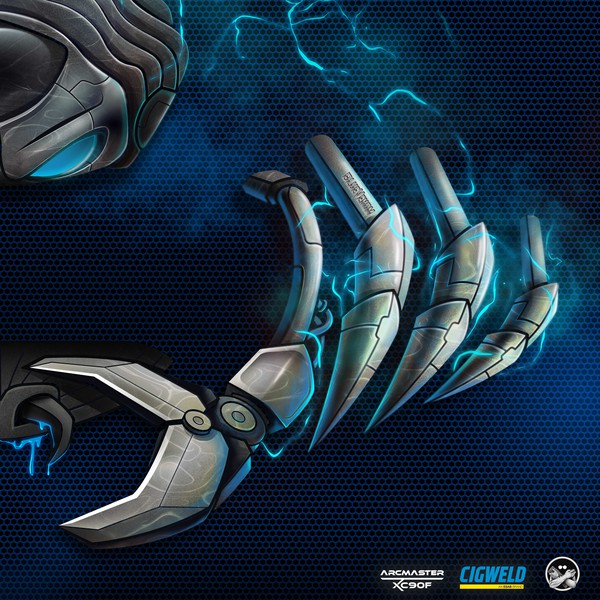 mechanical scorpion design for welding helmet