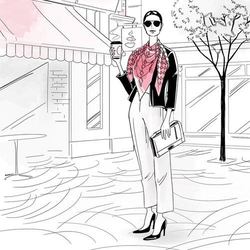 Series of mini "Ways to Wear" fashion illustrations for Women's Luxury Shawl Brand Design por Khalima