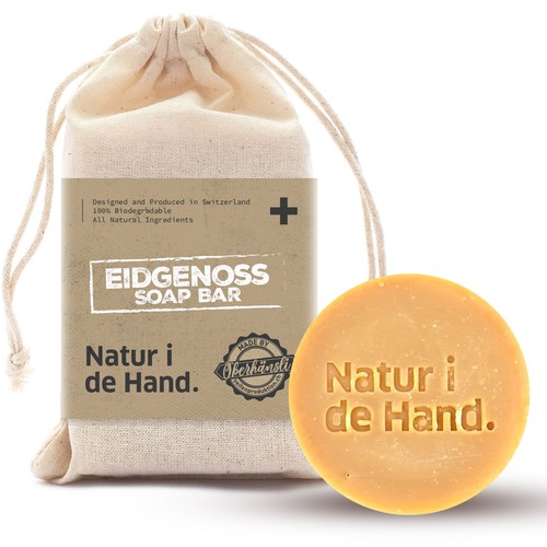 Eye-catching, trendy and environmentally friendly packaging for shampoo bar and natural soap produce Design by intanamir