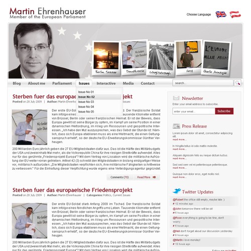 Wordpress Theme for MEP Martin Ehrenhauser Design por Koben
