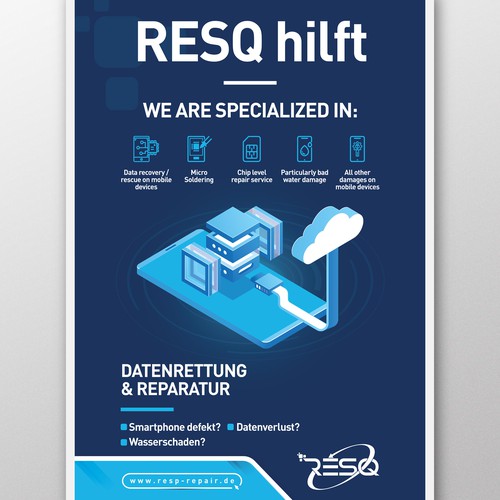 Clean & Nice Poster for Cell Phone Repair & Data Rescue Company Design by inventivao