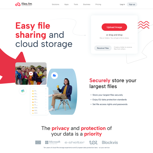 Files.fm - frontpage redesign for cloud storage website Design by keen.graphic