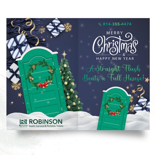 Fun Septic and Portable Toilet company holiday card design Design by Larisa Leu