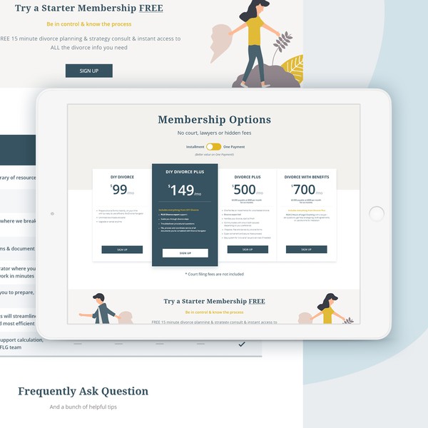 Design by abd.rozzaq titled "Pricing Page for Hello Divorce"