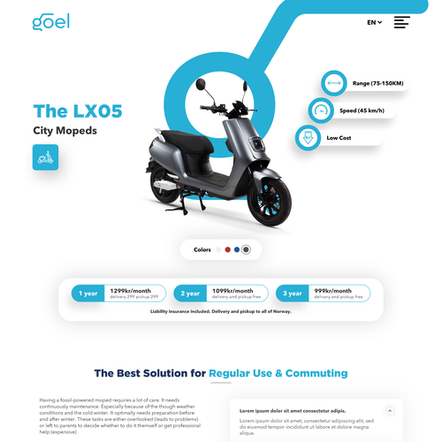 Design brand new website for a long-term electric scooter rental start-up in Norway Design réalisé par -xxia-