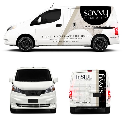 Design build furnish firm needs cool luxury sleek modern Van wrap Réalisé par Hey Mad´esigns⚡